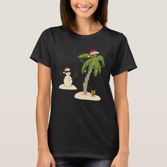 Camiseta Decorated Christmas Palm Tree Tropical Xmas Coconu (Frente)