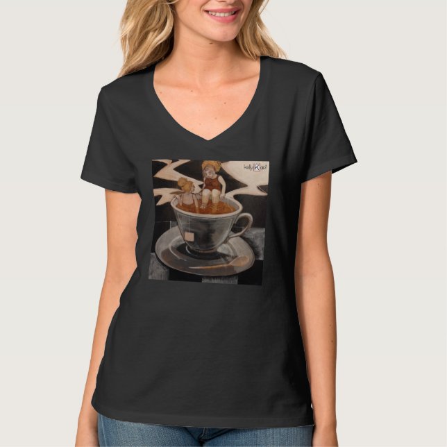 Camiseta decote em V Tea for Two (Frente)