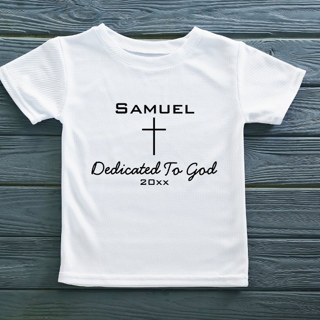 Camiseta Dedicado a Deus, Nome da Criança | Cruz  (Dedicated to God, Childs Name Cross Toddler T-shirt
)