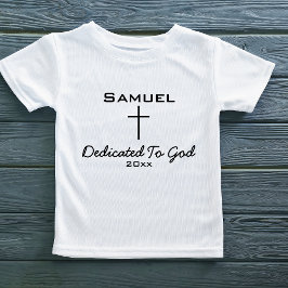 Camiseta Dedicado a Deus, nome infantil | Cruz