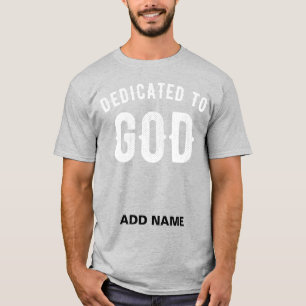 CAMISETA DEDICADO A DEUS TEXTO BRANCO LEGAL PERSONALIZÁVEL