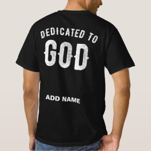CAMISETA DEDICADO A DEUS TEXTO BRANCO LEGAL PERSONALIZÁVEL