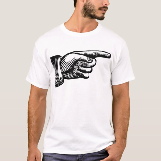 Camiseta Dedo apontando preto e branco retro (Frente)