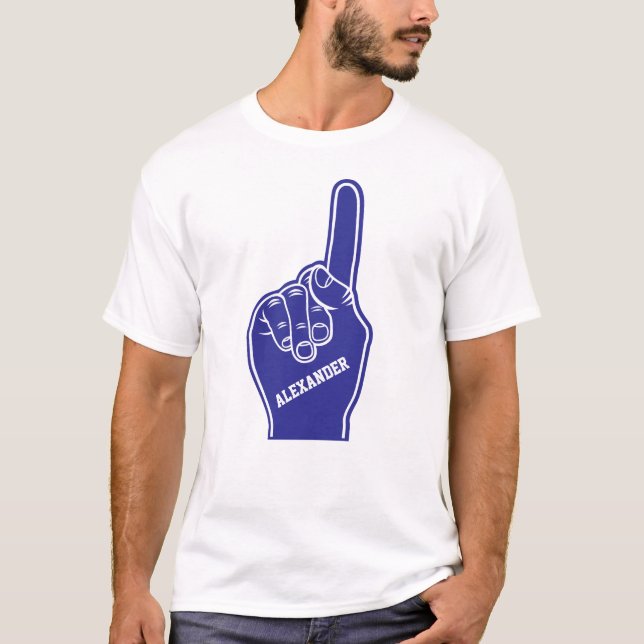 Camiseta Dedo azul personalizado da espuma dos esportes (Frente)