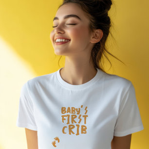 Camiseta Dedo de bebê de gravidez engraçado laranja