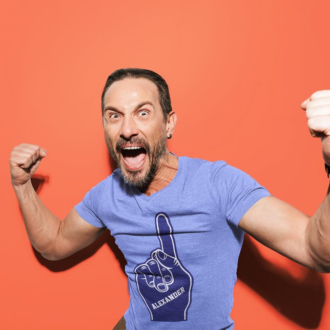 Camiseta Dedo de espuma azul-esportes personalizado (Criador carregado)