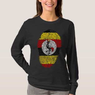 Camiseta Dedo de Herança Ugandesa Preto Longo das Mulheres