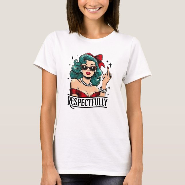 Camiseta Dedo do Meio Respeitosamente Retrô (Frente)