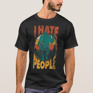 Camiseta Dedo Médio Bigfoot Odeio Pessoas Sasquatch Vint