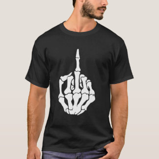 Camiseta Dedo Médio do Esqueleto do Dia de as Bruxas engraç