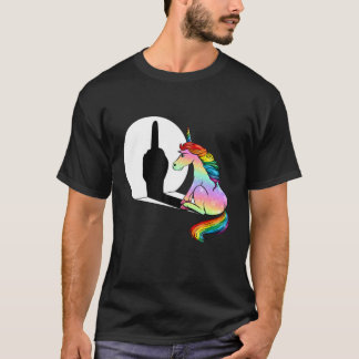 Camiseta Dedo Médio Unicórnio Para Mulheres Sarcasmo Engraç
