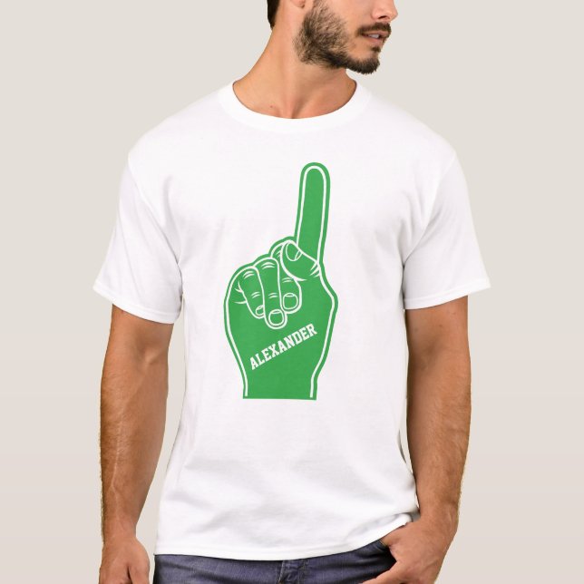 Camiseta Dedo personalizado de espuma de esportes verdes (Frente)