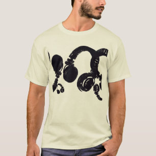 Camiseta Deejay dj D.J. Black head phones . música inspirad