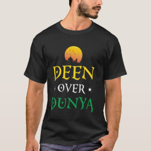Camiseta Deen Over Dunya Muçulmana Fé Islâmica Design Para