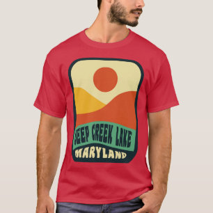 Camiseta Deep Creek Lake Maryland Retro Sunset Crachá