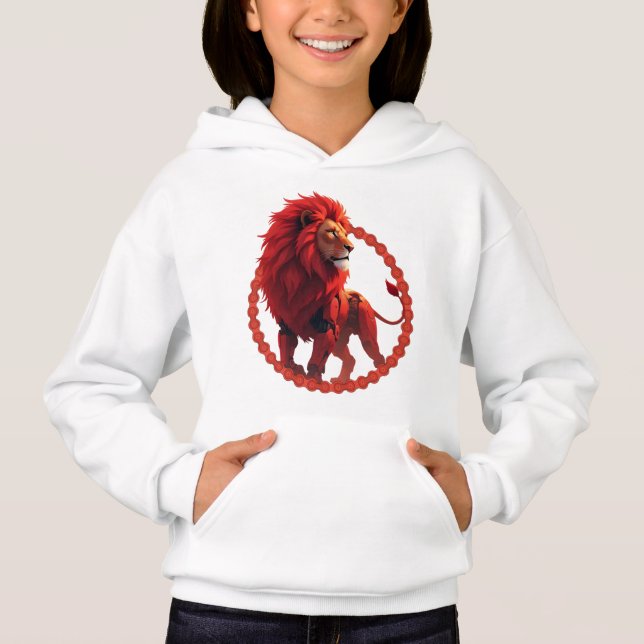 Camiseta Deep Crimson Glow – The Lion of Burning Destiny.   (Frente)