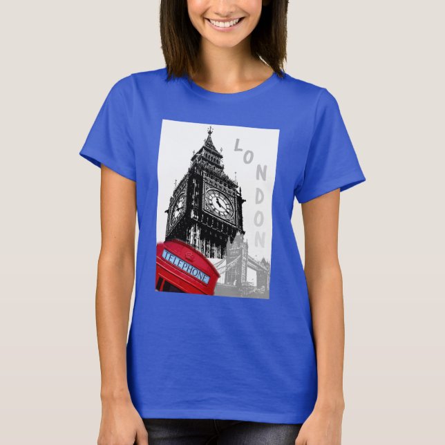 Camiseta Deep Royal London Red Telephone Box Big Ben (Frente)