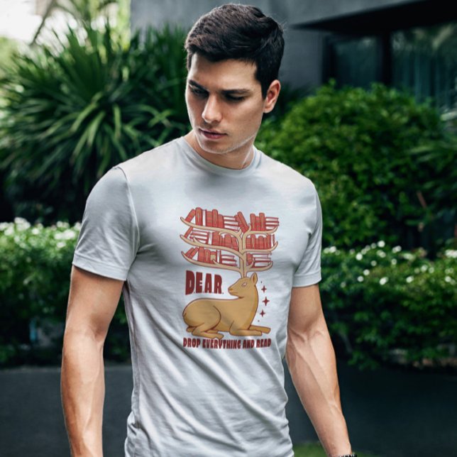 Camiseta Deer Animal Com Biblioteca De Livros (Criador carregado)
