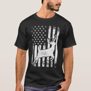 Camiseta Deer Arco Hunting Whitetail Hunter American Flag D