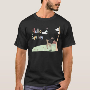 Camiseta Deer Brincando Em Um Primavera De Orelha Para Vead