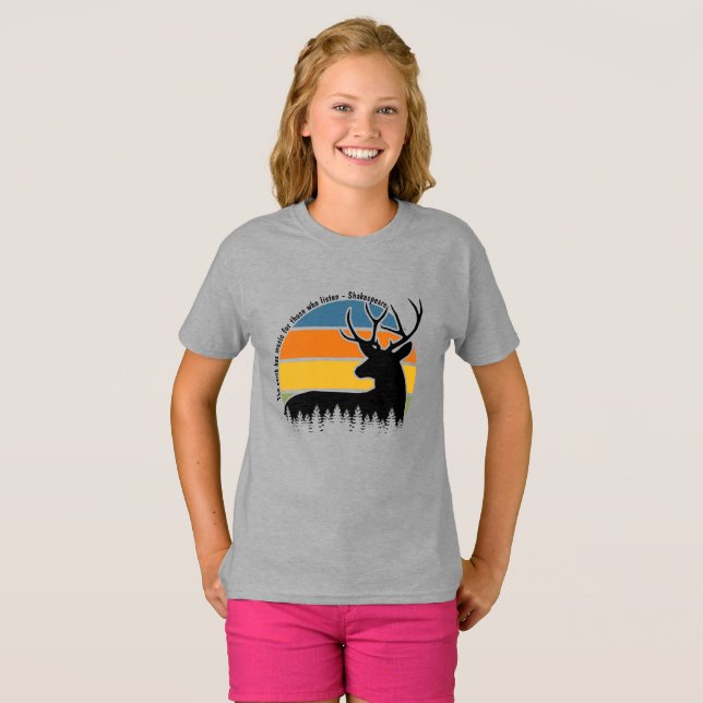 Camiseta Deer Buck A Terra Tem Música Para Aqueles Que Ouve (Frente Completa)