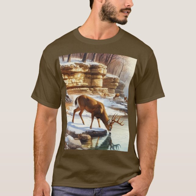 Camiseta Deer Buck na vida selvagem do inverno (Frente)