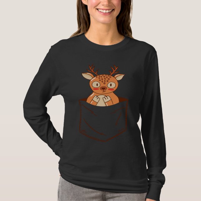 Camiseta Deer Christmas Pocket Animals Cute (Frente)