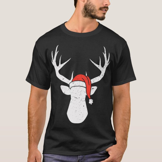Camiseta Deer Com O Presente De Natal Do Papai Noel (Frente)
