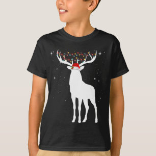 Camiseta Deer Com Papai Noel Luz De Natal Pajama Huntin
