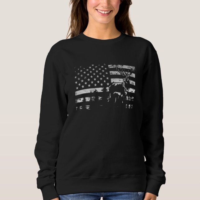 Camiseta Deer Elk Hunting American Flag Usa Pro Hunter Us H (Frente)