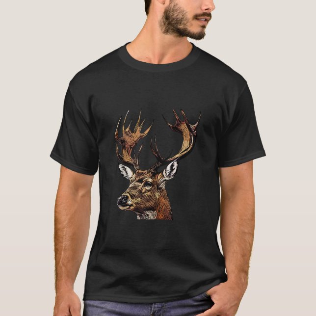 Camiseta Deer Forest Animal Retrait Motif Hunter Wildlife (Frente)