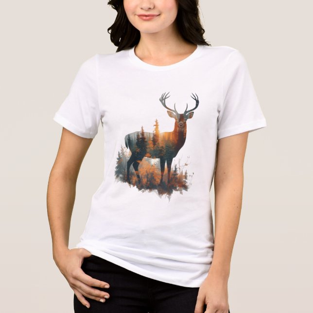 Camiseta Deer Forest Silhouette – Bella+Canvas Women's Tri- (Frente)