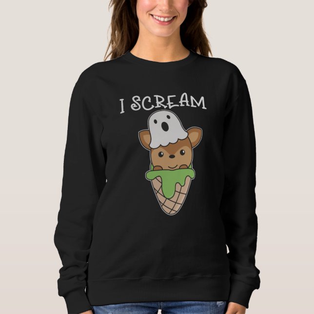 Camiseta Deer Halloween Ghost I Sorvete Pun (Frente)