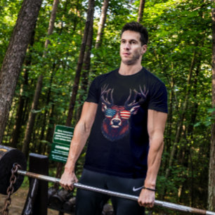Camiseta Deer Head American Flag