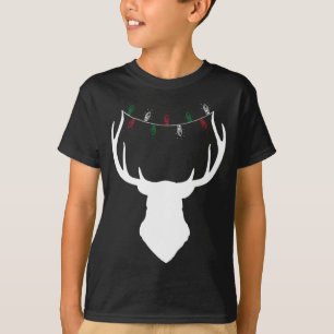 Camiseta Deer Head com as luzes de Natal nos Antiguadores