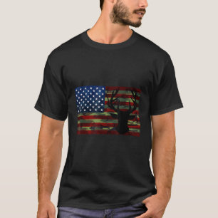 Camiseta Deer Hunter USA Hunter America Flagg Antlers Amer