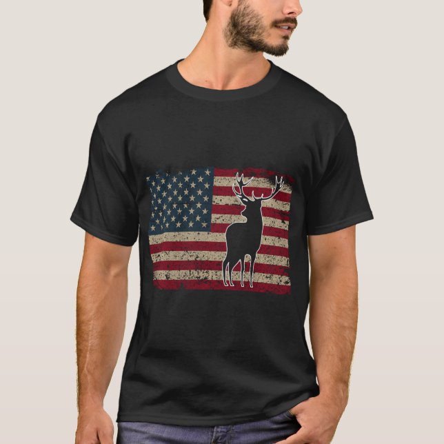 Camiseta Deer Hunting American Flag Usa Proud Hunter Gift I (Frente)