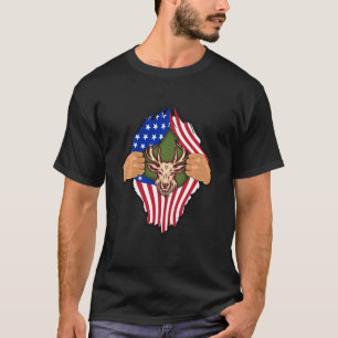 Camiseta Deer Hunting Americano Flag Men Hunt Outdoor H
