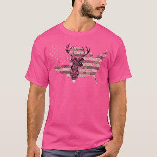 Camiseta Deer Hunting Camo American Flag Buck Estados Unido
