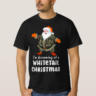 Camiseta Deer Hunting Whitetail Christmas Camo Papais noeis