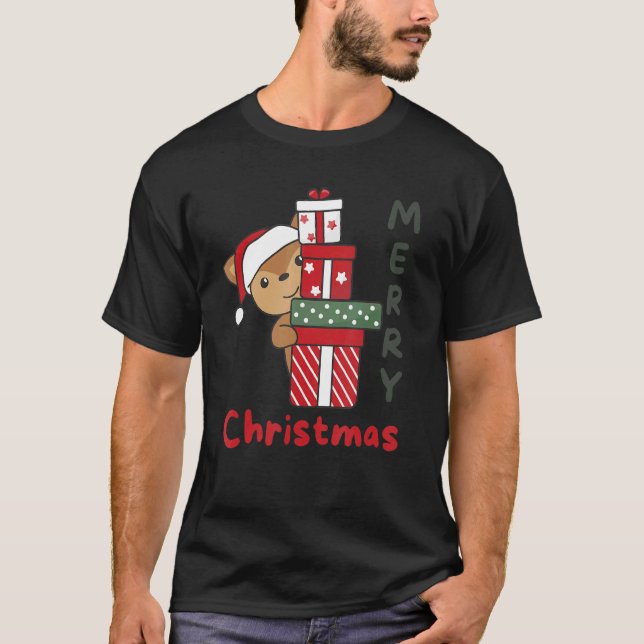 Camiseta Deer Merry Christmas Winter Deer Christmas (Frente)