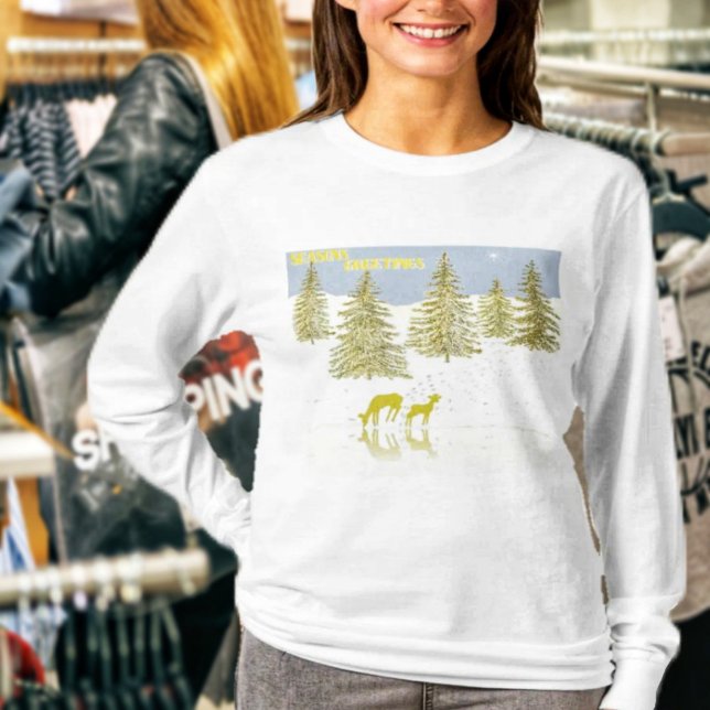 Camiseta Deer Refletion (Deer never looked so lovely, as displayed on this long-sleeved tee!)