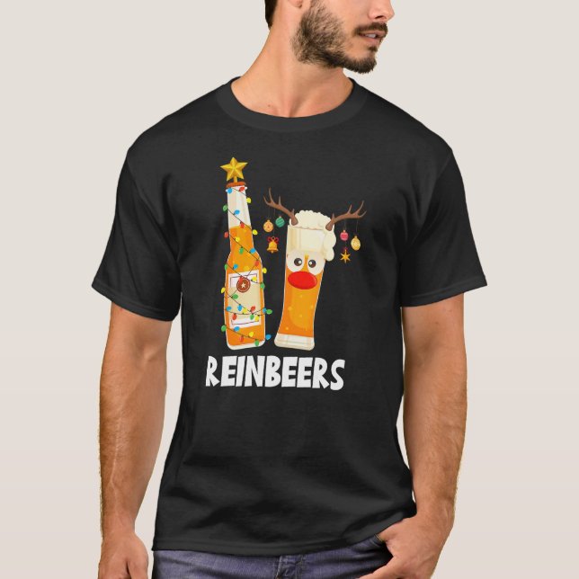 Camiseta Deer Reindeer Beer Christmas Cute Drinking Xmas Me (Frente)