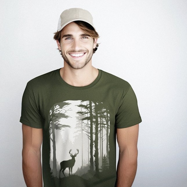 Camiseta Deer Silhouette Forest (Deer Silhouette Forest T-Shirt)