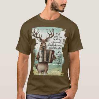 Camiseta Deer tocando sanfonon American west búfalo roam
