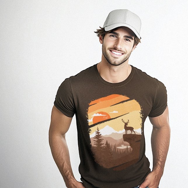 Camiseta Deer Wildlife Graphic Brown (Deer Wildlife Graphic Brown T-Shirt)