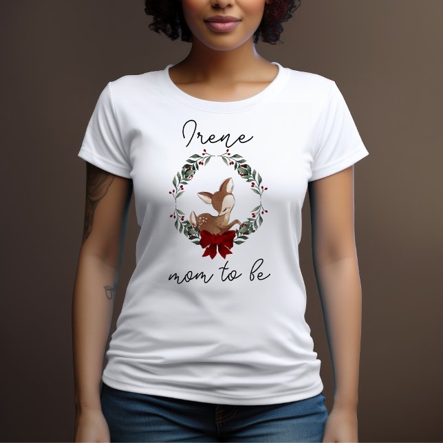 Camiseta Deer Winter Greenery Chá de fraldas (Criador carregado)