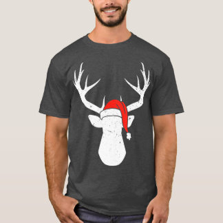 Camiseta Deer With Santa Hat Christmas Pajama Hunting Hunte