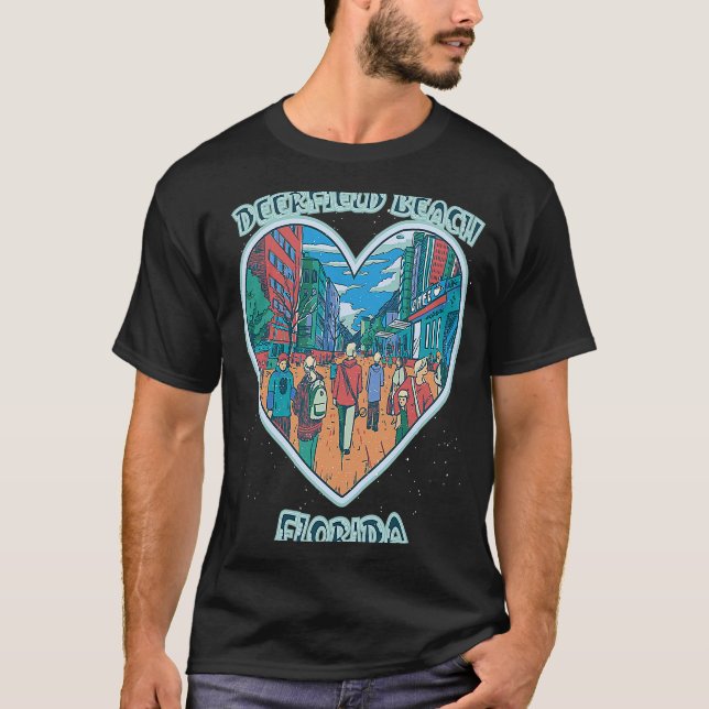 Camiseta Deerfield Beach In Florida Travel Souvenir Heart (Frente)
