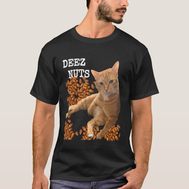 Camiseta Deez Nuts joke with Cat and Almonds (Frente)